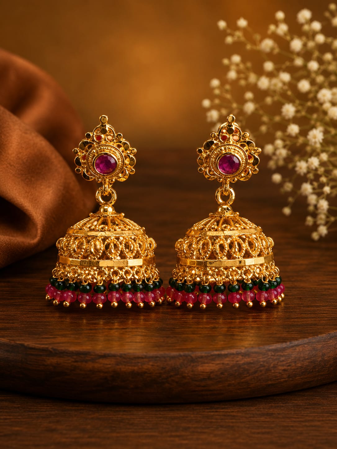 Navaratna Jhumka Earrings