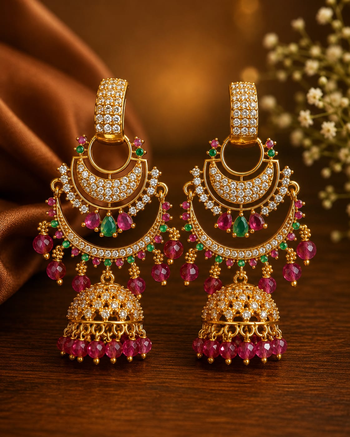Royal Navaratna Chandbali Jhumkas